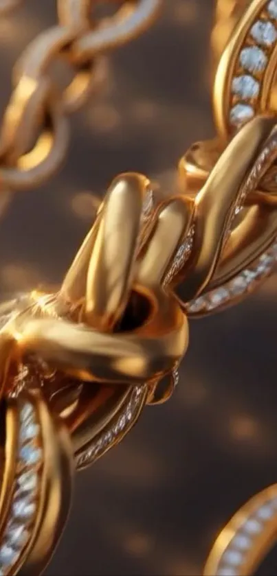 Close-up of a luxurious golden chain with intricate details.