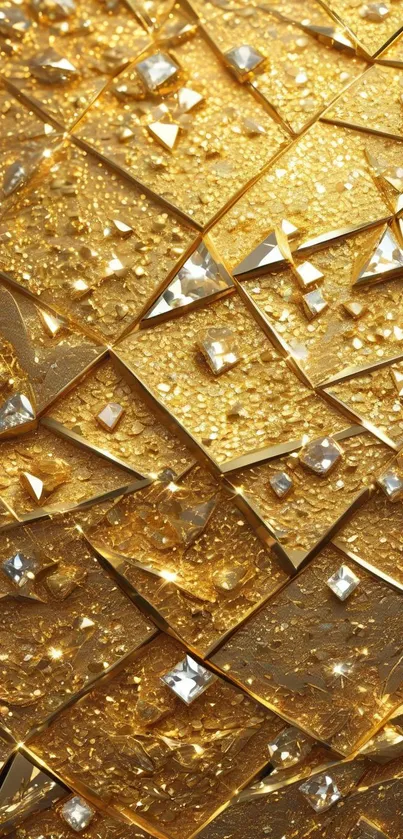 Golden textured mobile wallpaper with diamond accents.