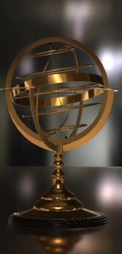 Elegant golden globe design on a metallic background.