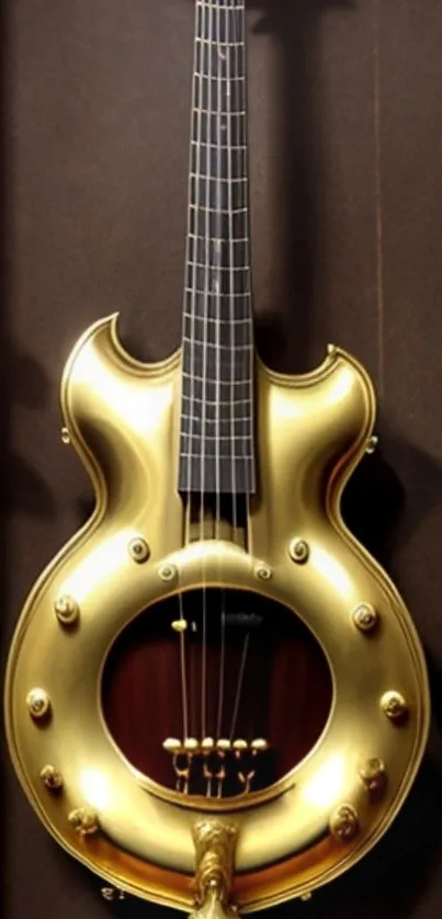 Elegant golden guitar mobile wallpaper