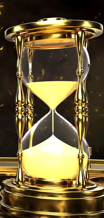 Luxurious golden hourglass with elegant design in 3D art style.