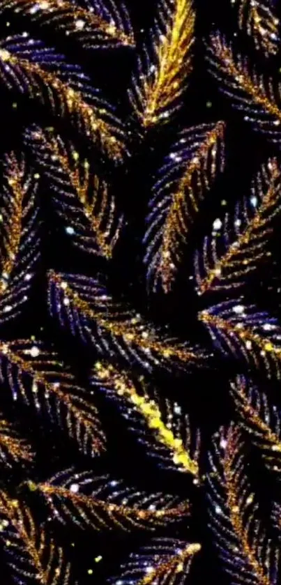 Golden leaves on dark mobile wallpaper.