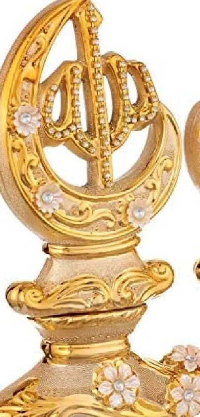 Elegant golden ornate decor with intricate design for mobile wallpaper.