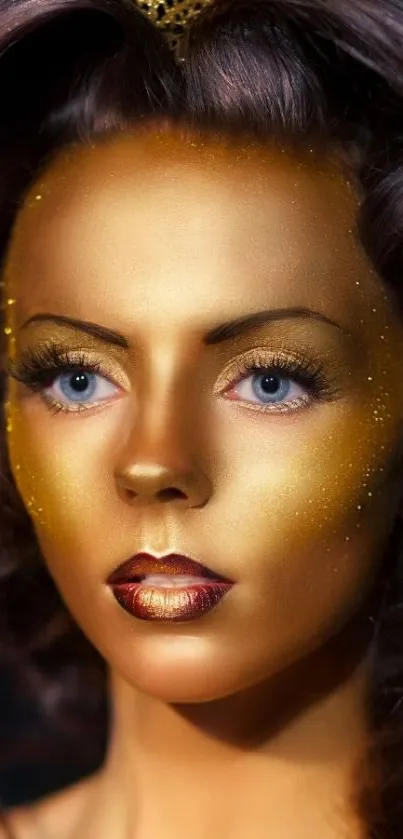 Elegant golden portrait with intricate detail.