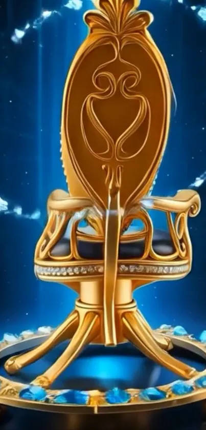 Golden ornate throne with blue glow.