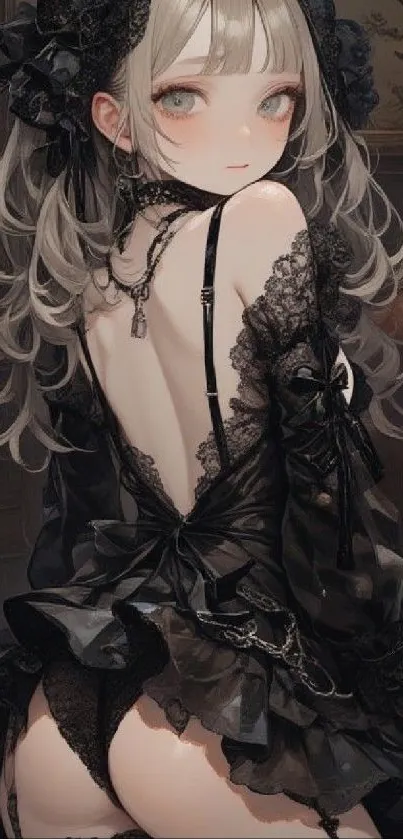 Elegant gothic anime-style art wallpaper.