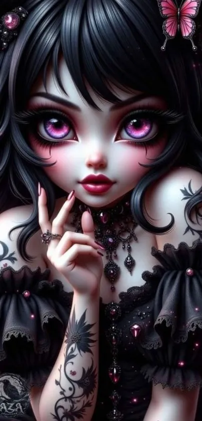 Gothic anime-inspired wallpaper with intricate details.