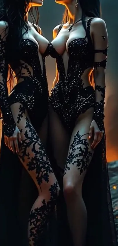 Gothic fantasy art with elegant dark design, featuring mystical elements.