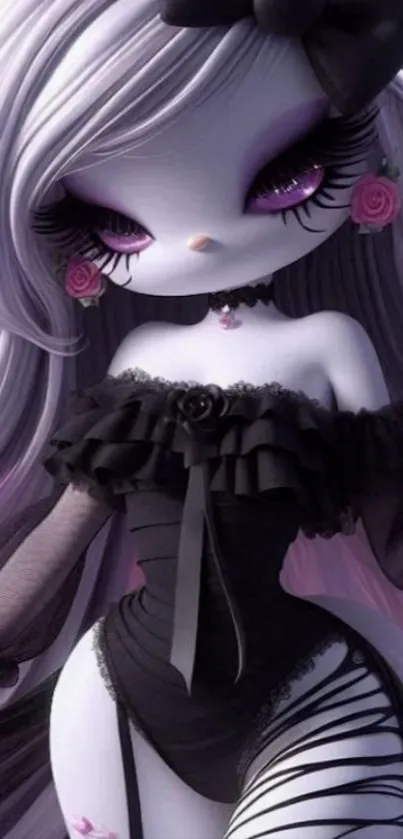 Elegant gothic fantasy character artwork wallpaper with a dark, stylish aesthetic.