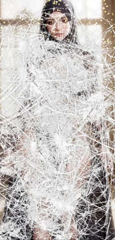 Gothic fashion portrait with elegant lace and a mysterious atmosphere in black tones.