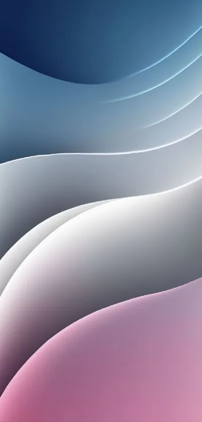 Elegant gradient wave mobile wallpaper with blue and pink hues.