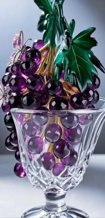 Vibrant grape and glass design with butterflies