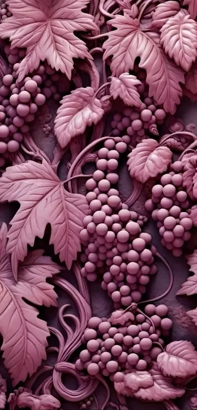 Intricate mauve grape vine and leaves.