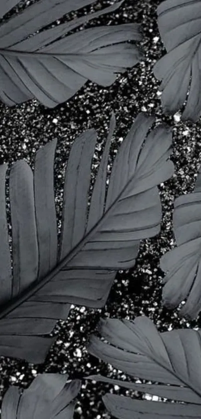 Elegant gray leaf wallpaper with textured background.