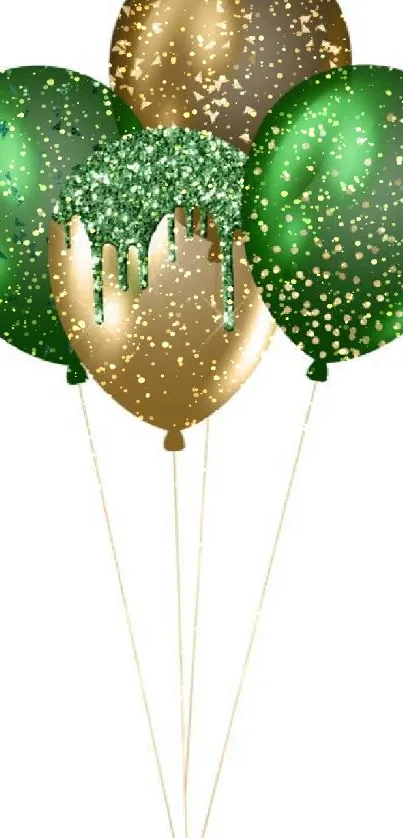 Elegant green and gold balloons wallpaper.