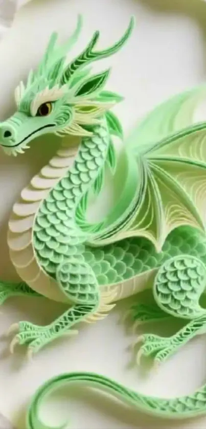 Intricate green dragon artwork for mobile wallpaper.
