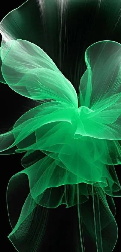 Abstract green fluid art wallpaper with soft flowing shapes.