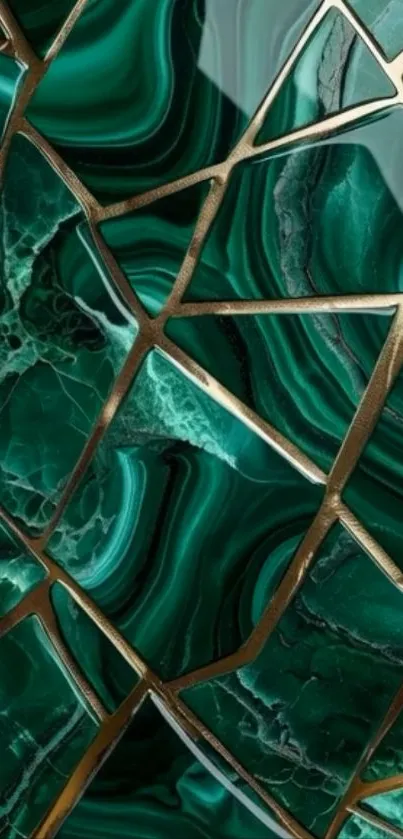 Luxurious green abstract pattern with gold accents.