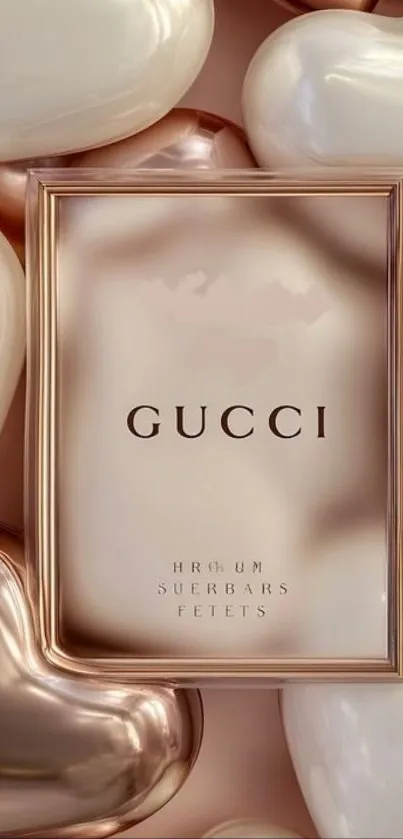 Gucci-themed wallpaper with elegant hearts