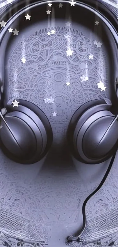 Stylish grey headphone wallpaper with intricate design.