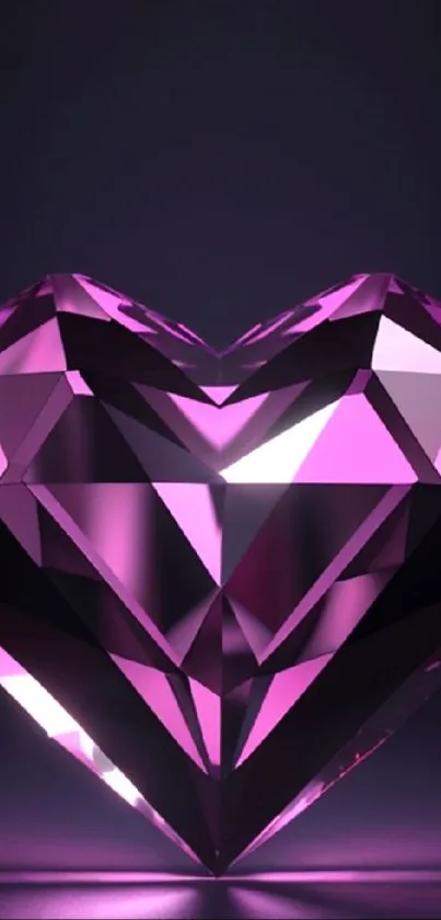 Elegant purple heart crystal on a dark background wallpaper.