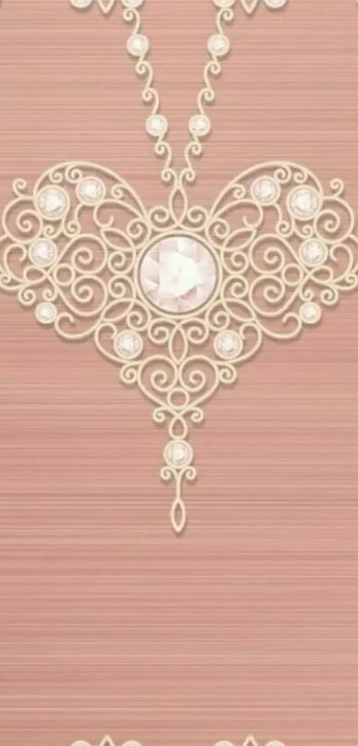 Elegant heart design with floral patterns on a pink background.