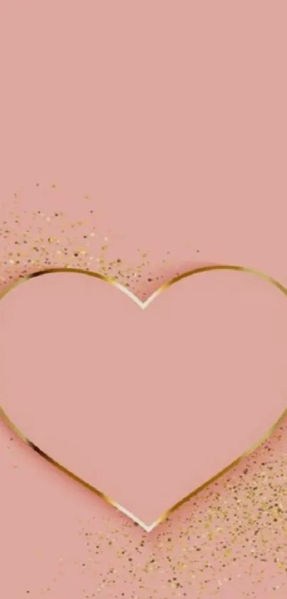 Elegant pink heart wallpaper with golden accents.