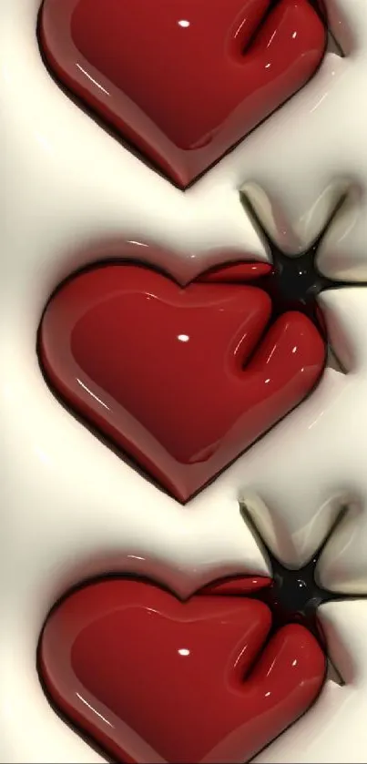 Mobile wallpaper with elegant red hearts.