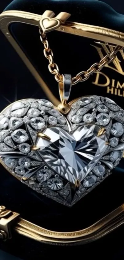 Heart-shaped diamond pendant in elegant design.