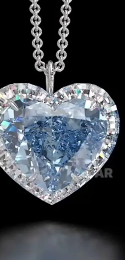 Heart-shaped diamond pendant on black background, luxurious and elegant.