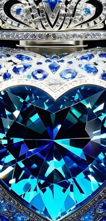 Heart-shaped blue jewel with intricate details and a sparkling design.