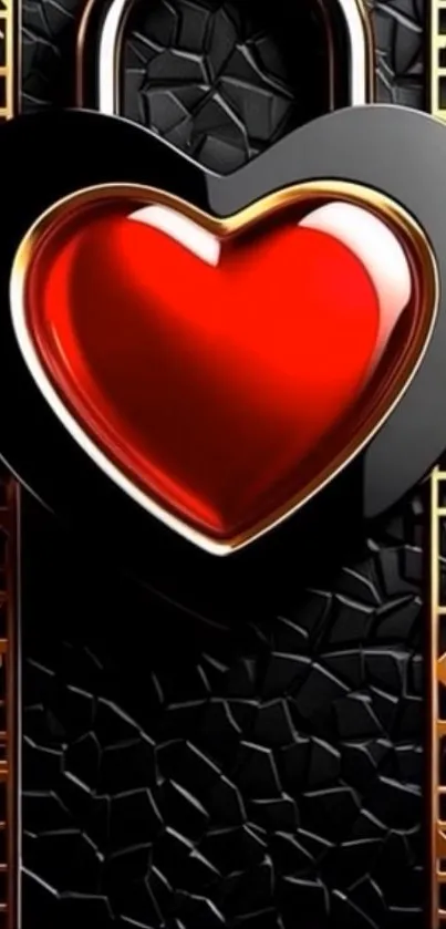 Heart lock wallpaper with gold and black details