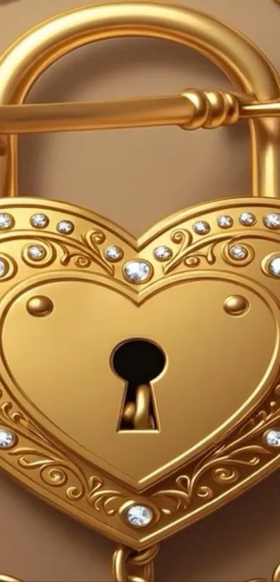 Golden heart lock with intricate gem details.