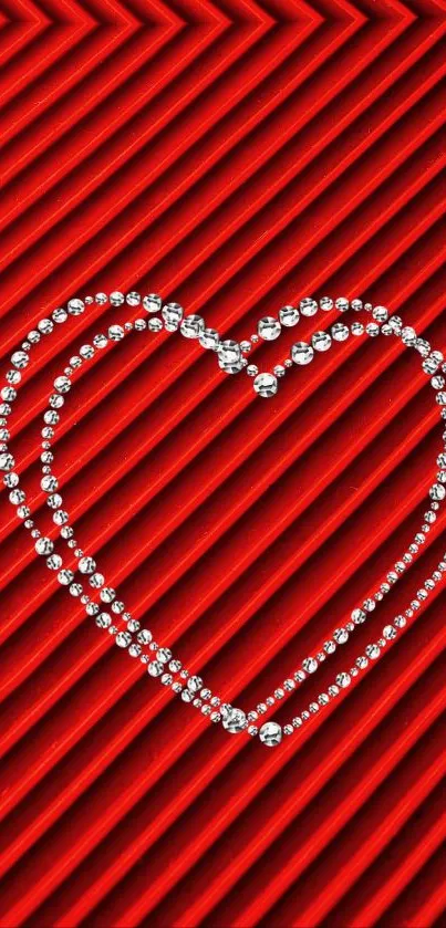 Vibrant red background with diamond heart pattern