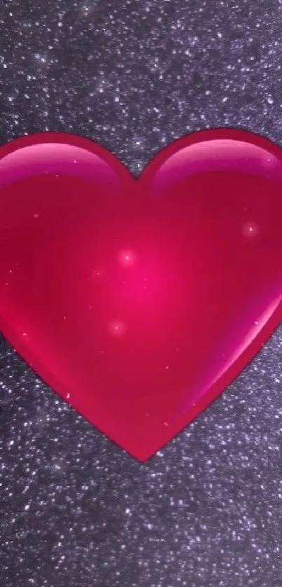 Red heart on a sparkling purple background wallpaper.