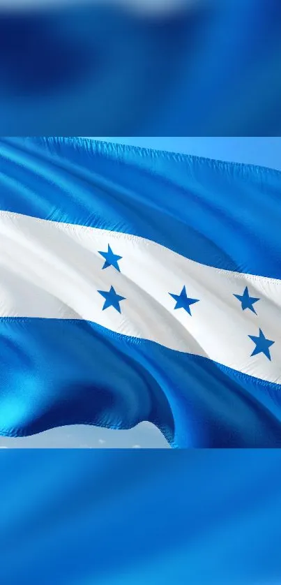 Vibrant Honduras flag with blue and white stripes and stars.