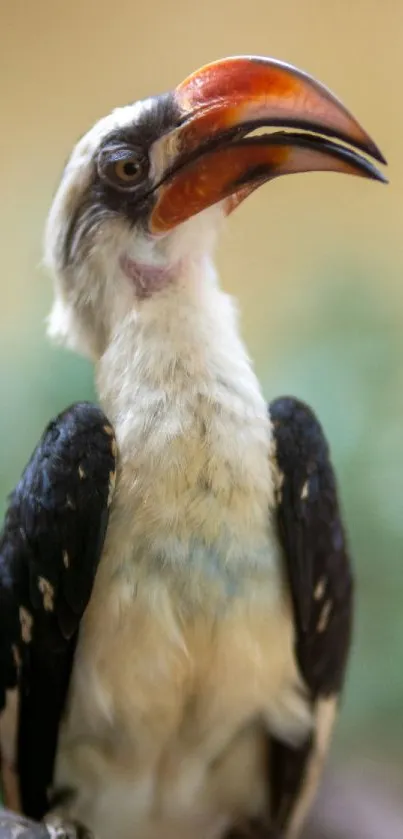 Close-up of a vibrant hornbill with detailed features.