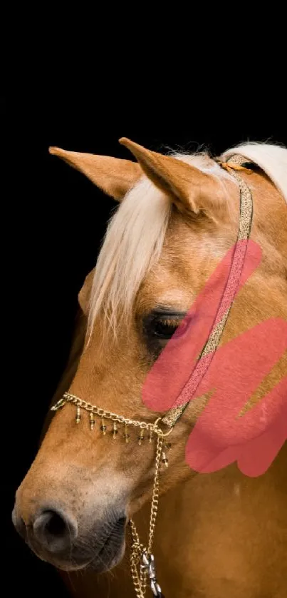 Elegant horse with flowing mane on dark background mobile wallpaper.