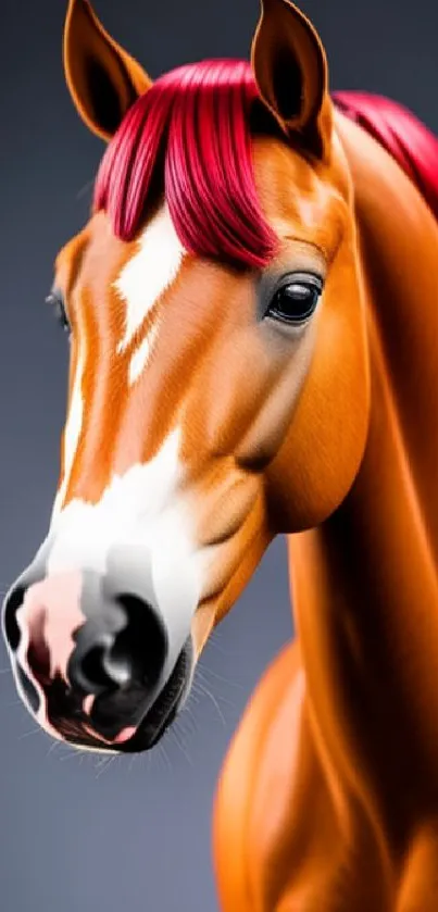 Chestnut horse with red mane on a dark background wallpaper.