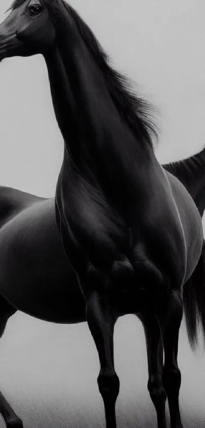 Elegant monochrome horse wallpaper for mobile.