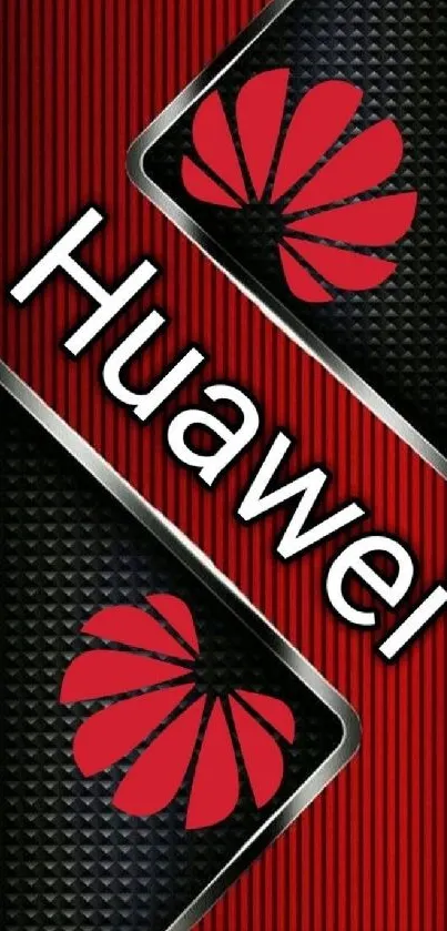 Huawei-themed phone wallpaper with red and black colors.