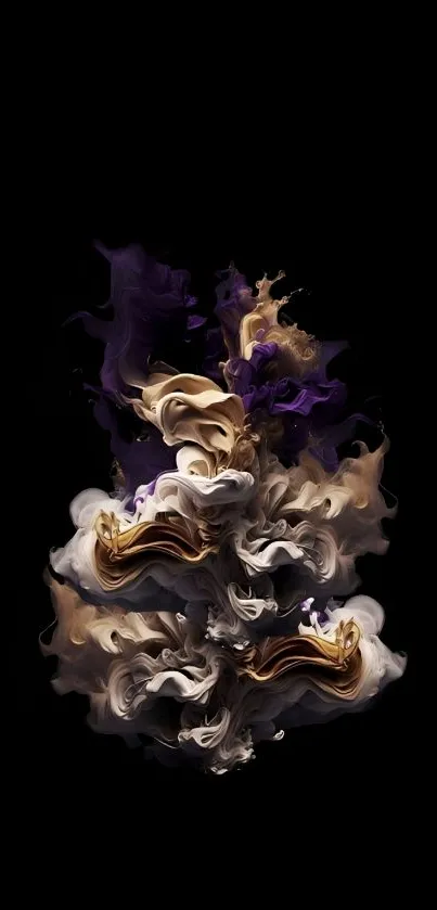 Ink swirl on black background, elegant design