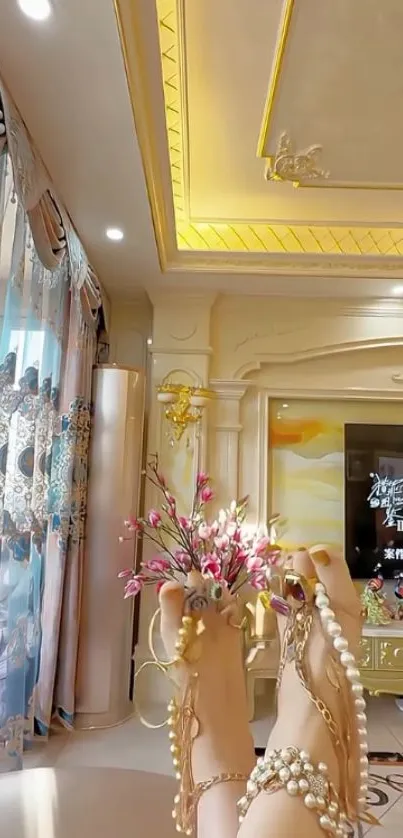 Elegant Interior with Floral Decor Live Wallpaper