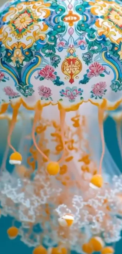 Intricate and colorful jellyfish design wallpaper