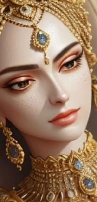 Elegant portrait with gold jewels.