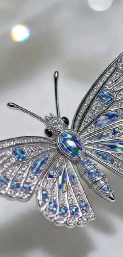 Jeweled butterfly mobile wallpaper with shimmering details.