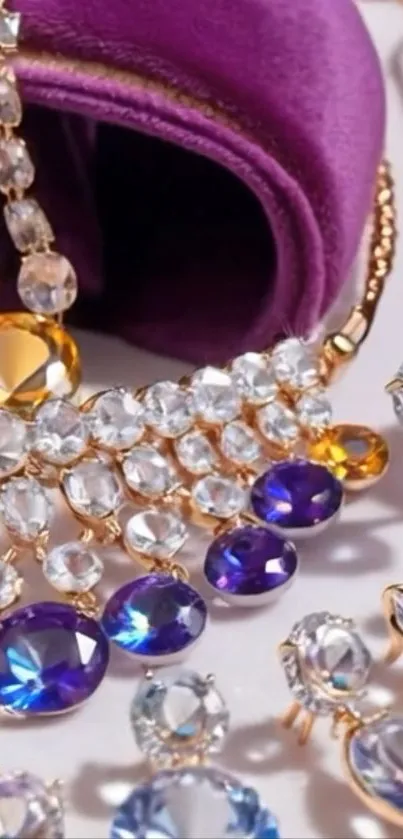 Purple velvet with colorful jewels design.