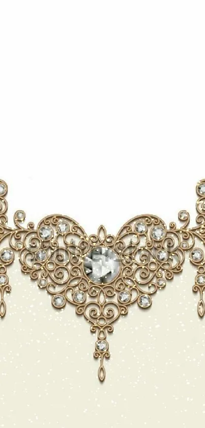 Elegant ornate design with jewels on ivory background.