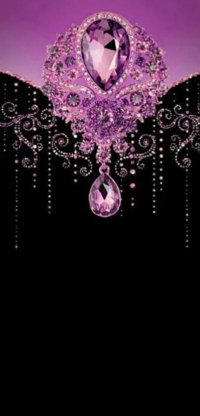 Elegant purple jewel design mobile wallpaper with luxurious elements.