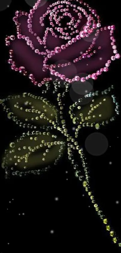 Jewel rose on black background wallpaper.